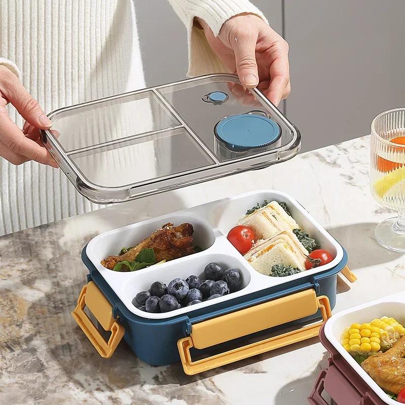 850ml Lunch Box Plastic Portable Microwavable Bento Box with Sauce Box Office School Travel Leakproof Food Storage Container