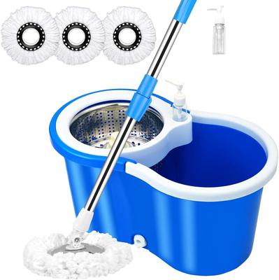 Sistema Secchio Mocio Rotante con Set Strizzatore Moci Rotondi Magici Strumenti per la Pulizia dei Pavimenti Domestici, Moci con Manico Estensibile Rotante a 360°