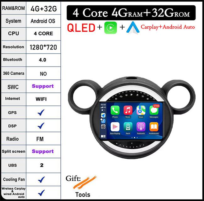 9 Inch 2.5D Touch Screen For BMW Mini 2010 2011 2012 2013 - 2016 Android 14 4G Lte Car Multimedia Player Video GPS Navigation