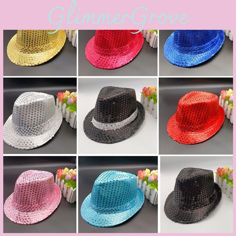 Trilby Sequin Hat Cap Sequinned Dance Party Costume Mj Jazz Performance Fedora