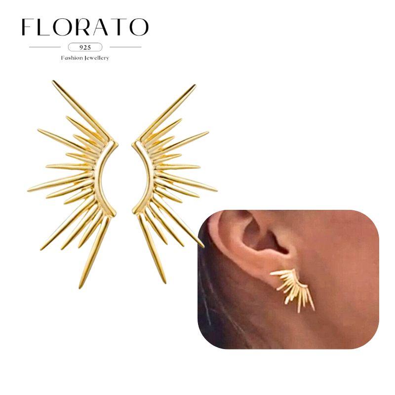 925 Silver Needle Rivet Micropaved Zircon Pendant Hoop Earrings For Women Punk Vintage Earrings Fashion Party Jewelry Gifts