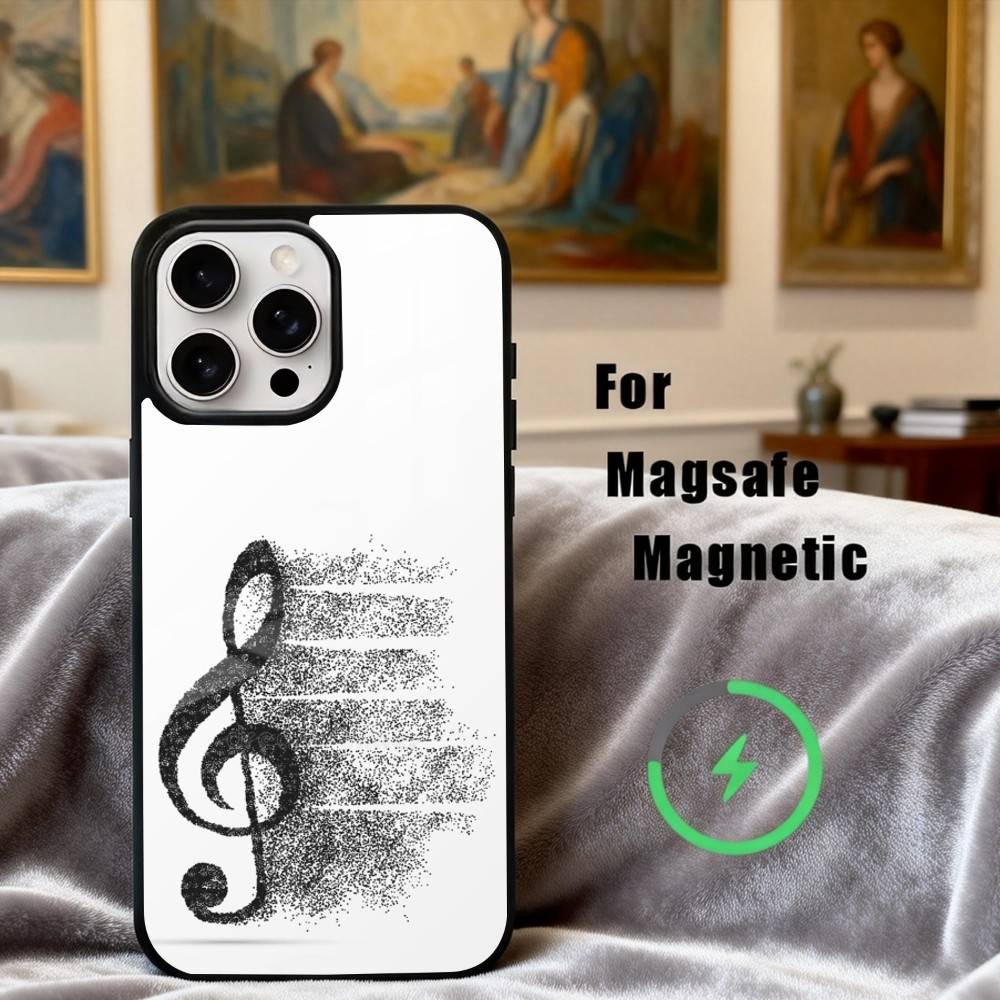 M-Music Art T-Treble Clef Phone Case For iPhone17,16,15,14,13,12,11 Plus,Pro Max Magnetic For Magsafe Wireless Charging