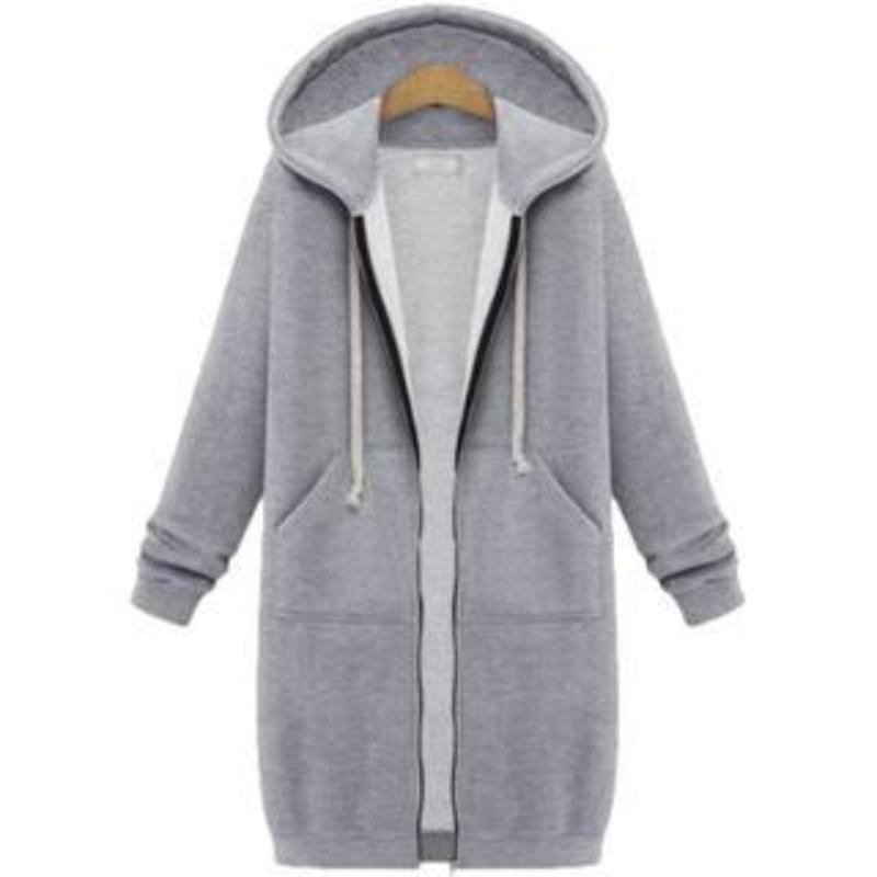 

Casual All-match Mid-length Hooded Long-sleeved Winter Jacket L світло-сірий колір