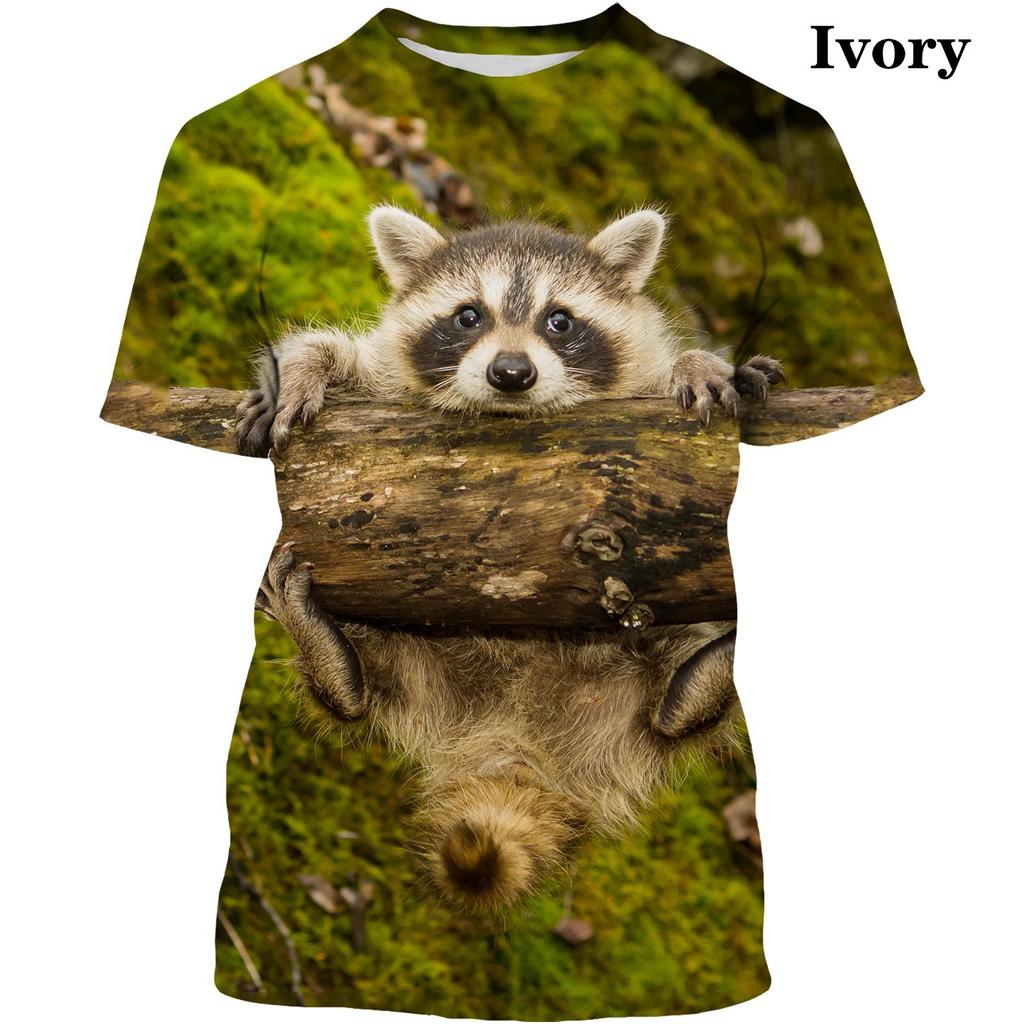 Fashion Cute Animal Raccoon Unisex 3D Printing Casual Short Sleeve T-shirt