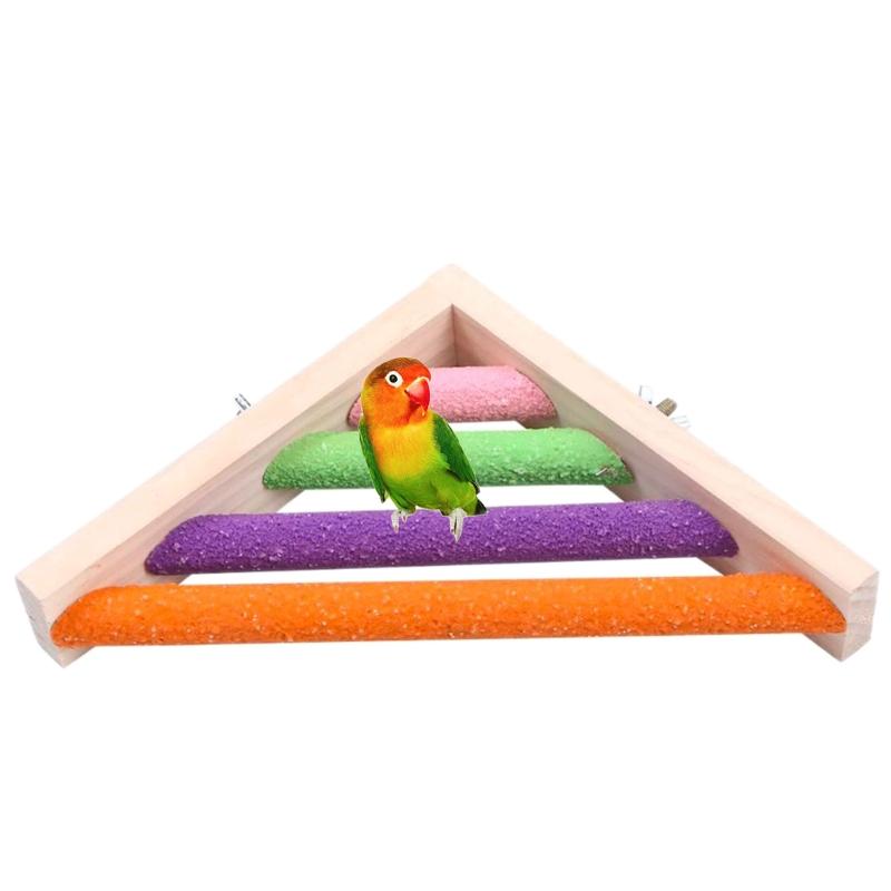 Wood Perch Bird Toy Parrot Corner Shelf Stand Platform for Cage Suitable for Small and Medium Birds 7 by 7 Inch
