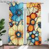 2Pcs Boho Chic Floral Curtains With Colorful Abstract Design Vintage Or Living Room Bedroom Decor Lightweight Polyester Sun