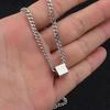 Stainless Steel Necklaces Geometric Square Cube Simplicity Style Fashion Pendant Chain Necklace For Men Women Jewelry Party Gift