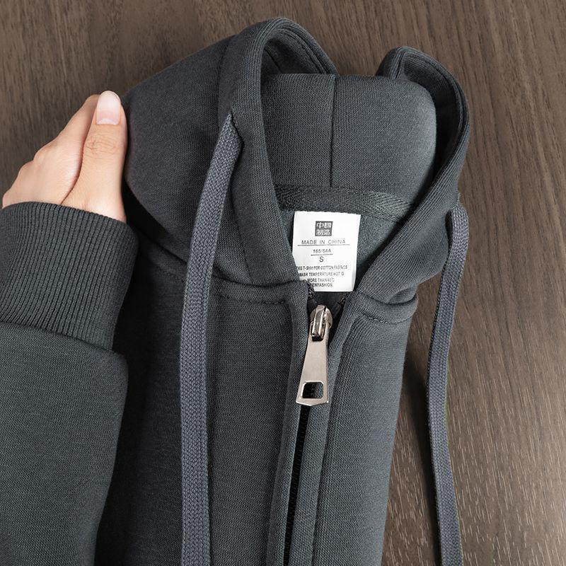 Unisex Retro Oversize Reißverschluss Hoodie, Mit Samt gefüttert, Herbst/Winter Sportbekleidung Cardigan