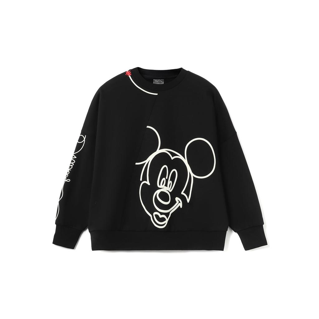 Li-Ning Cartoon Print Fleece-Lined Pullover Sweatshirt Women Tops Black AWDRD62-2