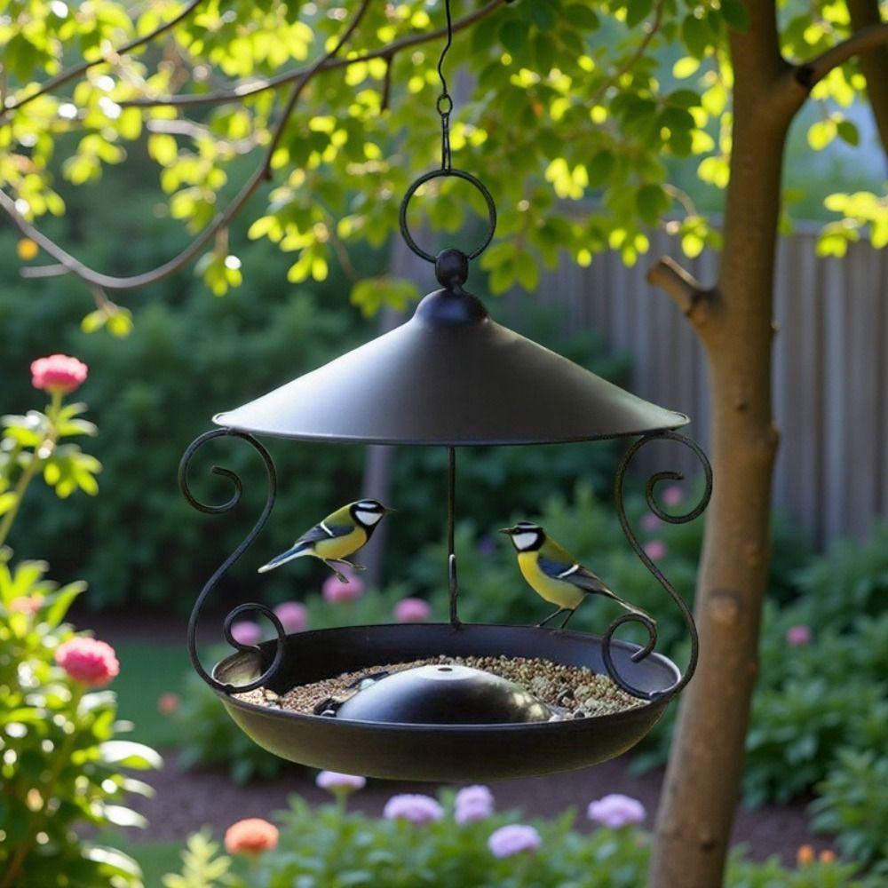Rainproof Bird Food Dispenser Iron Bird Water Bowl Garden Decor Bird Feeding Tray  Hummingbird