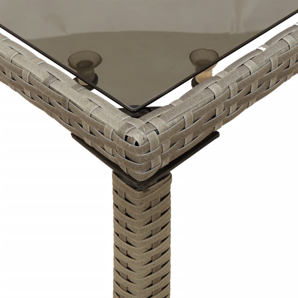 Garden Table with Glass Top Gray 115 x 54 x 74 cm Poly Rattan
