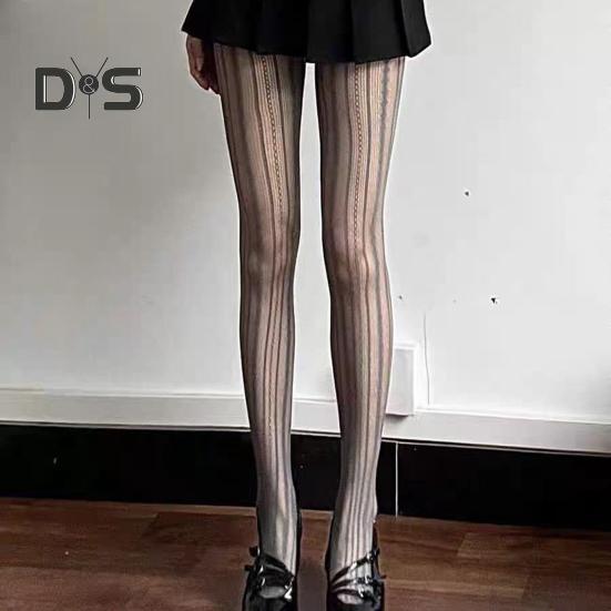 Dámské punčochové kalhoty s výřezy, patchworkové, síťované, ultratenké, průhledné, vysoce elastické, protiskluzové, jednobarevné, na dojíždění, na rande, na párty, k mini sukni