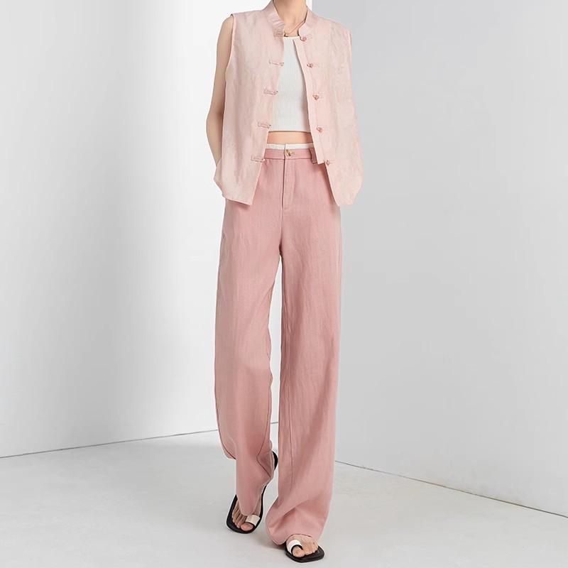 

Women s High-Waisted Wide-Leg Tencel Linen Pants - Summer Lightweight, Drapey, Floor-Length Large