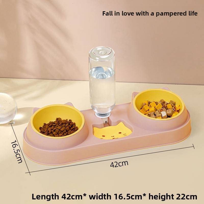 Pet Cat Food And Water Bowl Set With Antispill Design For Home Use