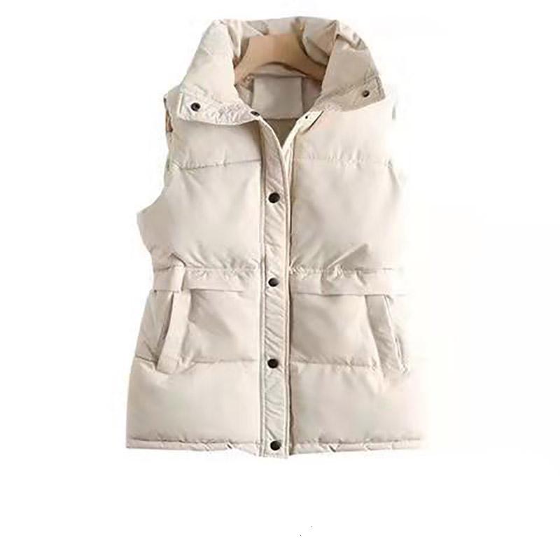 

Осень-зима женский однотонный свободный жилет на шнурке длинный жилет с воротником-стойкой куртка с хлопковой подкладкой женский ветрозащитный теплый жилет S