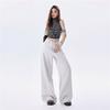 Spring Summer Thin Linen Cotton Textured Cool Old Money Drape Relaxed Wide Leg Casual Denim Pants For Women Casual Pants Oversize Denim Trousers