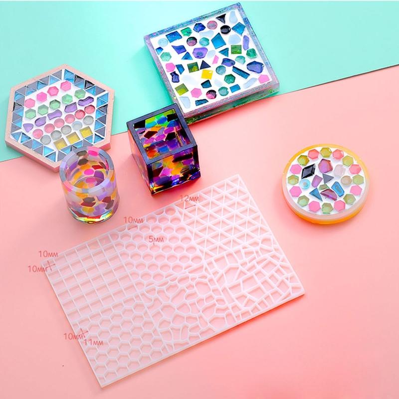 Hexagonal Light Resin Molds Mosaic Shape Decor Box Silicone Molds for Epoxy Resin Casting DIY Home Candlestick Ornament