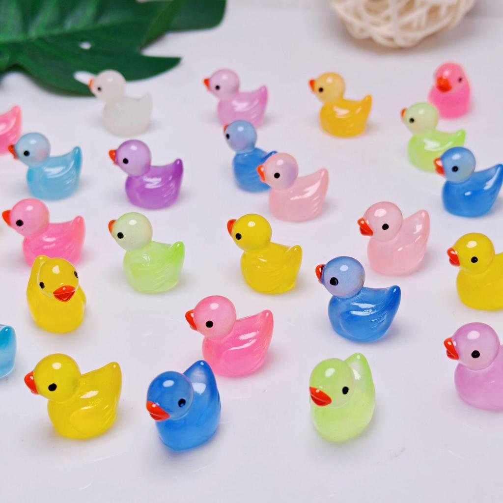 10-Color Luminous Mini Yellow Duck Ornaments for DIY Jewelry & Car Decoration