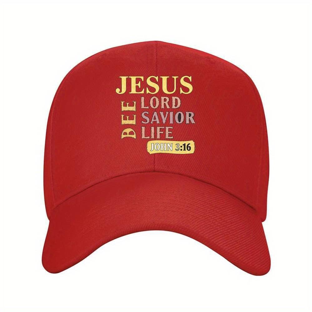 Jesus Lord Savior Life Bible Verse Baseball Cap Adjustable Polyester Outdoor Travel Cap One Size