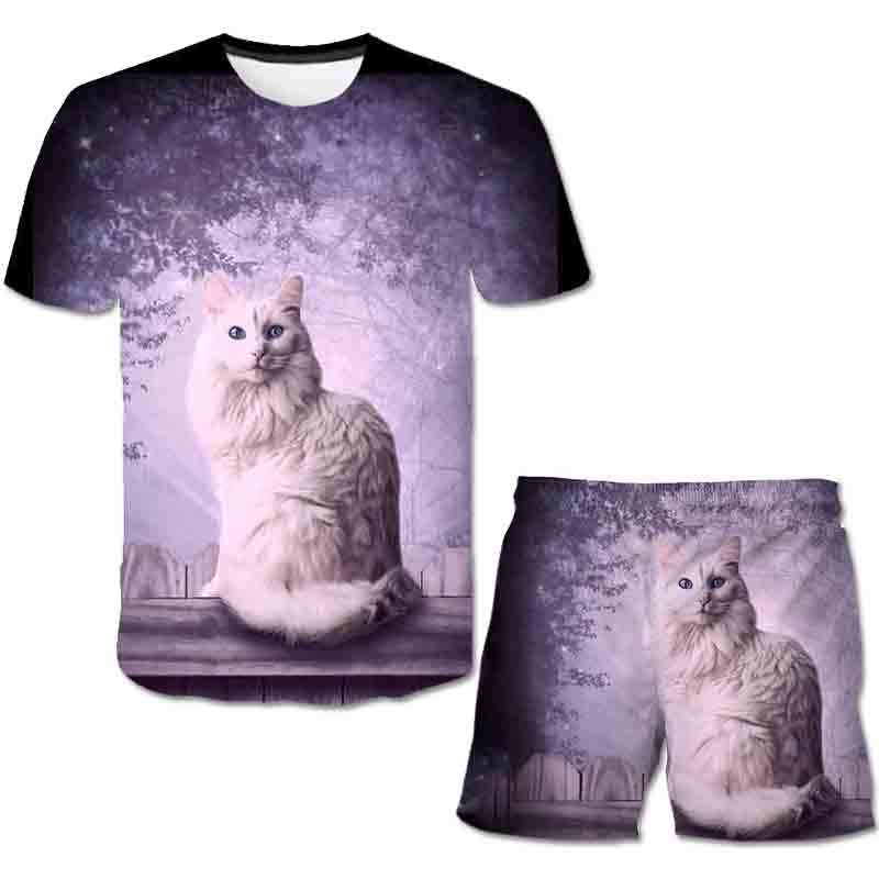 

Одежда для маленьких мальчиков, комплект футболок с 3D изображением кошек и животных, летняя детская повседневная одежда, комплекты с героями мультфильмов для мальчиков и девочек, детский костюм 1-14 лет 160