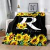1pc Sunflower Initial blanket Soft and Warm for Sofa Office Camping Travel Livingroom Great Gift for Friends and Family Comfortable