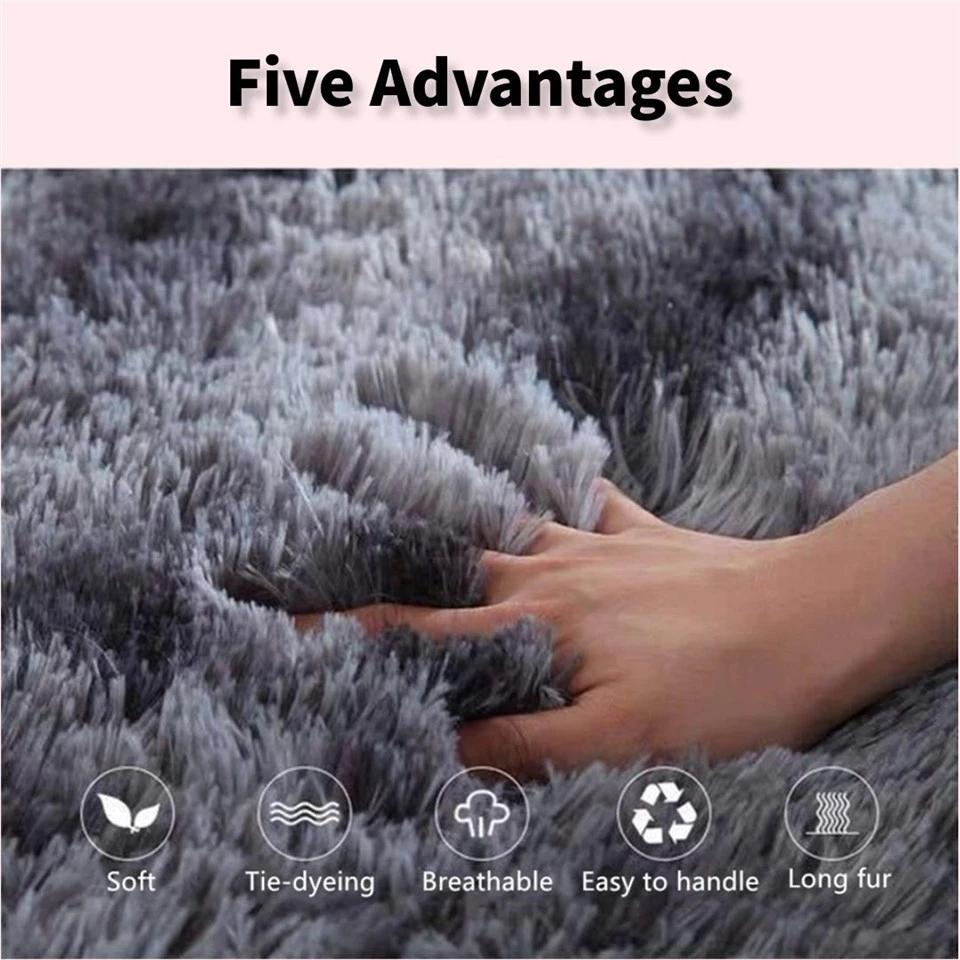 Nordic Style Round Carpet Living Room Home Rug Decoration Comfortable Soft Color Gradient Versatile Design Non Slip Pad
