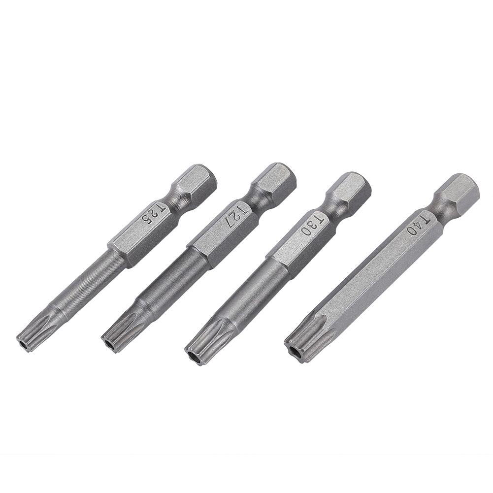 12Pcs Chrome Vanadium Steel 1 4in Hex Shank T5 T40 Magnetic Security Star Screwdriver Bits