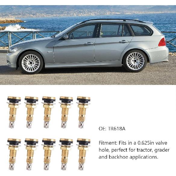 

Бескамерный вентиль для шин, 10 шт. Бескамерный вентиль для шин, латунь, 1 7/8 дюйма TR618A для трактора, отверстие для вентиля 0,625 дюйма