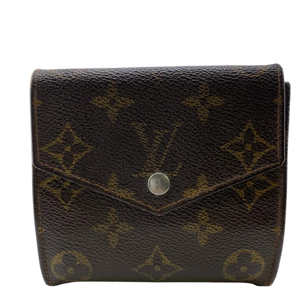 

LOUIS VUITTON M61660 W Hook Wallet Vintage Compact Wallet Monogram leather Portonebier Cartes CrÃ©dit Tri-fold wallet Brown leather unisex Used