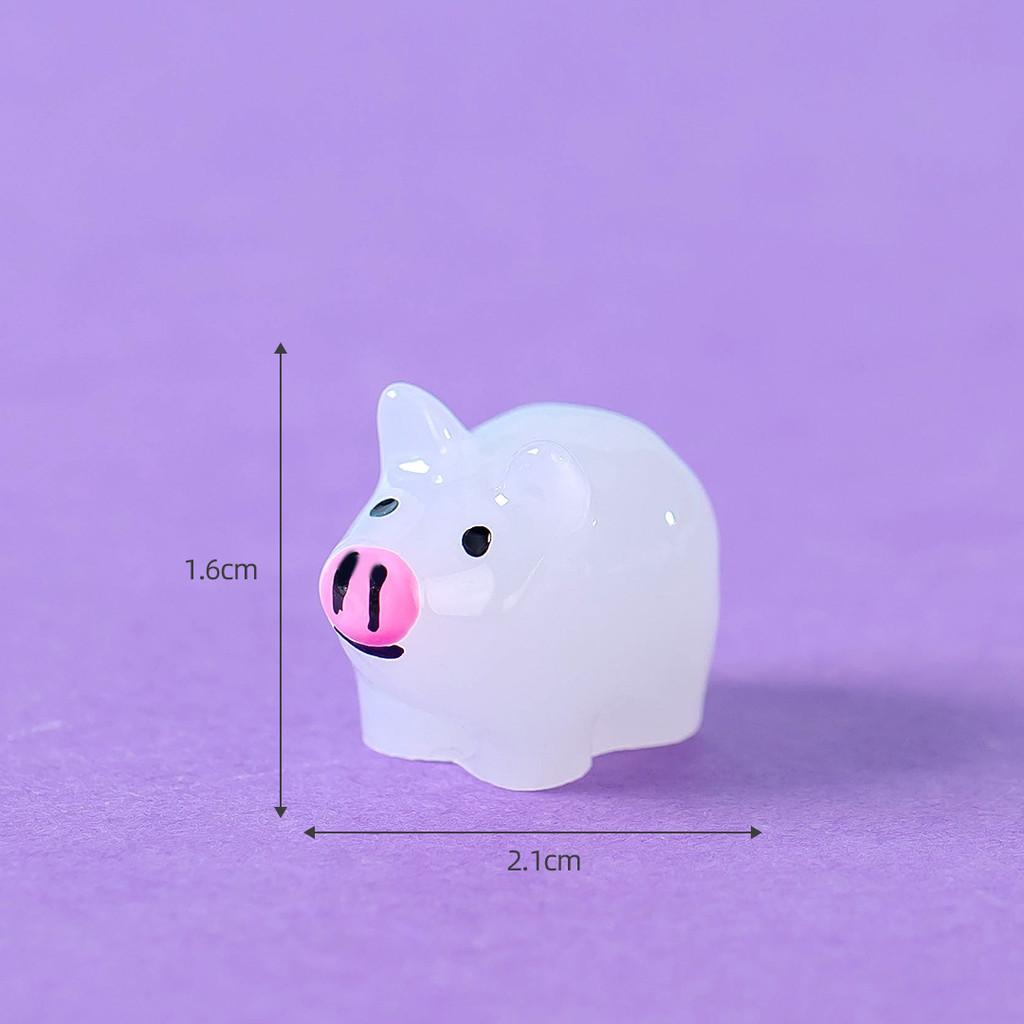 Cute Luminous Pig Resin Figurine For Miniature Garden And Desktop Decor