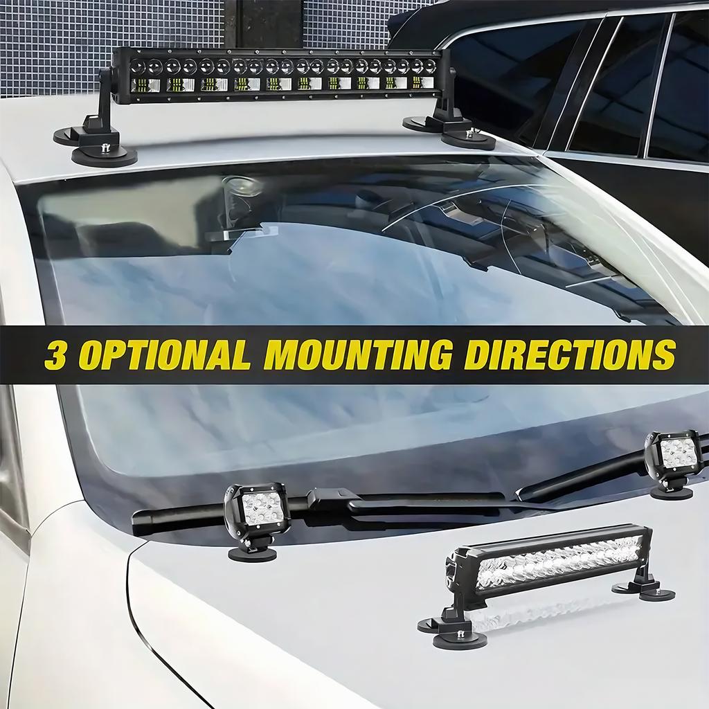 2PCS Magnetic Base Light Bar Mounts Universal Fit Strong Sucker Holder W/Rubber Boot for LED Pod Work Lights Auxiliary Driving L