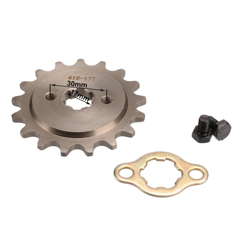 Motorcycle 415 Chain 17mm 14/15/16/17 Tooth Front Engine Sprocket With 415H Master Connector Link For Motorized Bicycle Moped