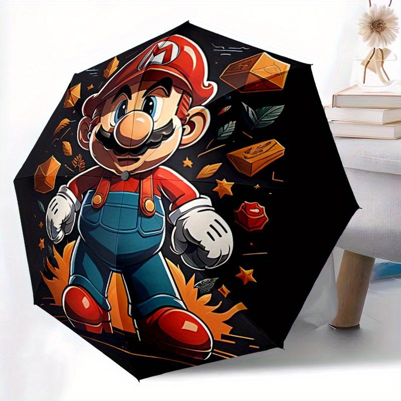 1pc Mario Adventure Automatic Open/close Folding Portable Cute Cute Umbrella  with 8-Ribs Structure for Women/Men, All-Season Use   a0901060