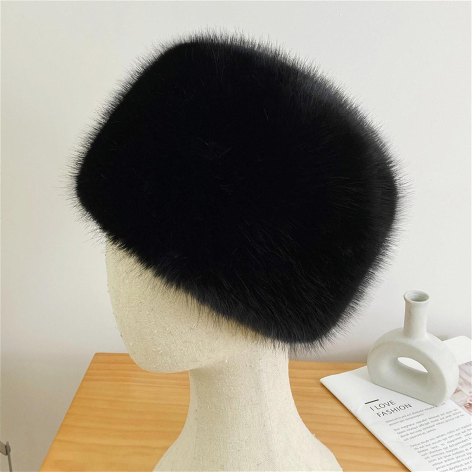 

Женская зимняя плюшевая шапка-рыбак с большой окружностью головы, теплая шапка One Size чёрный