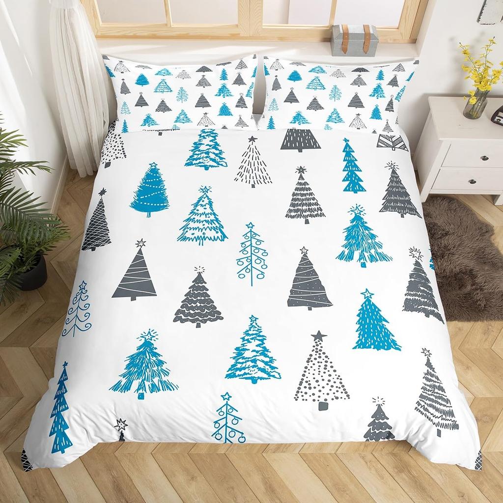 Merry Christmas Duvet Cover Twin Queen Christmas Tree Snowman Bedding Set For Kids Boy Girl Teen Gingerbread Man Comforter Cover