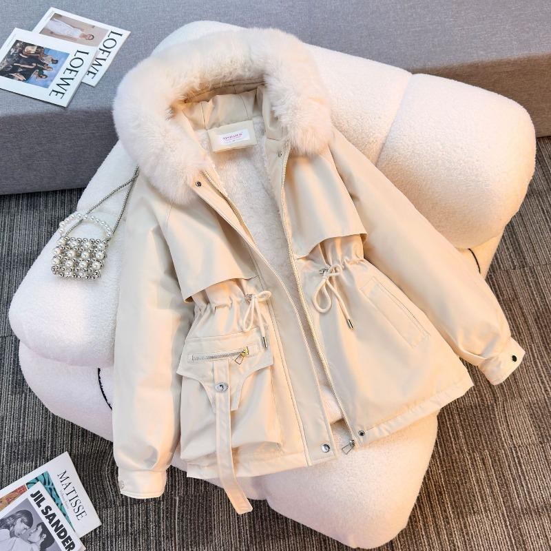 Damenmode Casual Herbst Winter Einfarbig Druck Langarm Jacken & Mäntel Daunenmäntel L gray