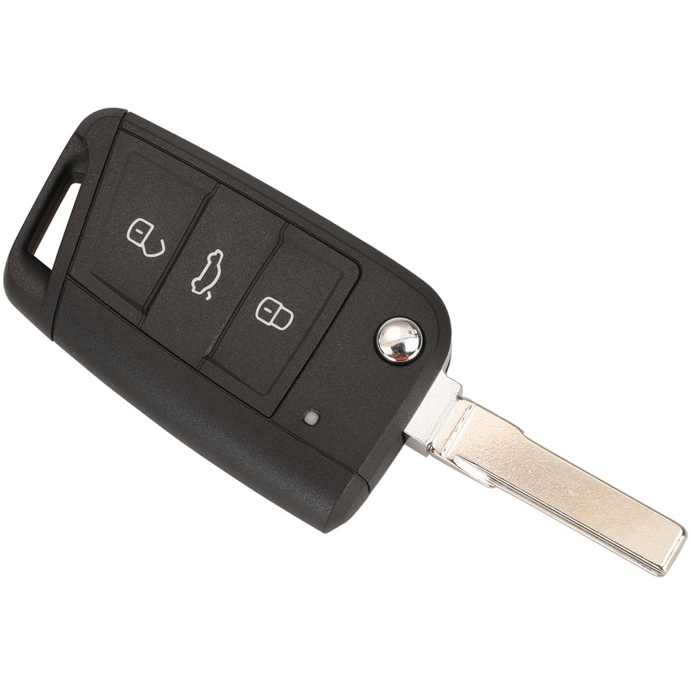 Jingyuqin 3 Tasten Klappautoschlüsselgehäuse Auto Hülle Für Vw Golf 7 Sportsvan Gti Mk7 Skoda Octavia A7 Seat Hu66/ Hu162T Klinge