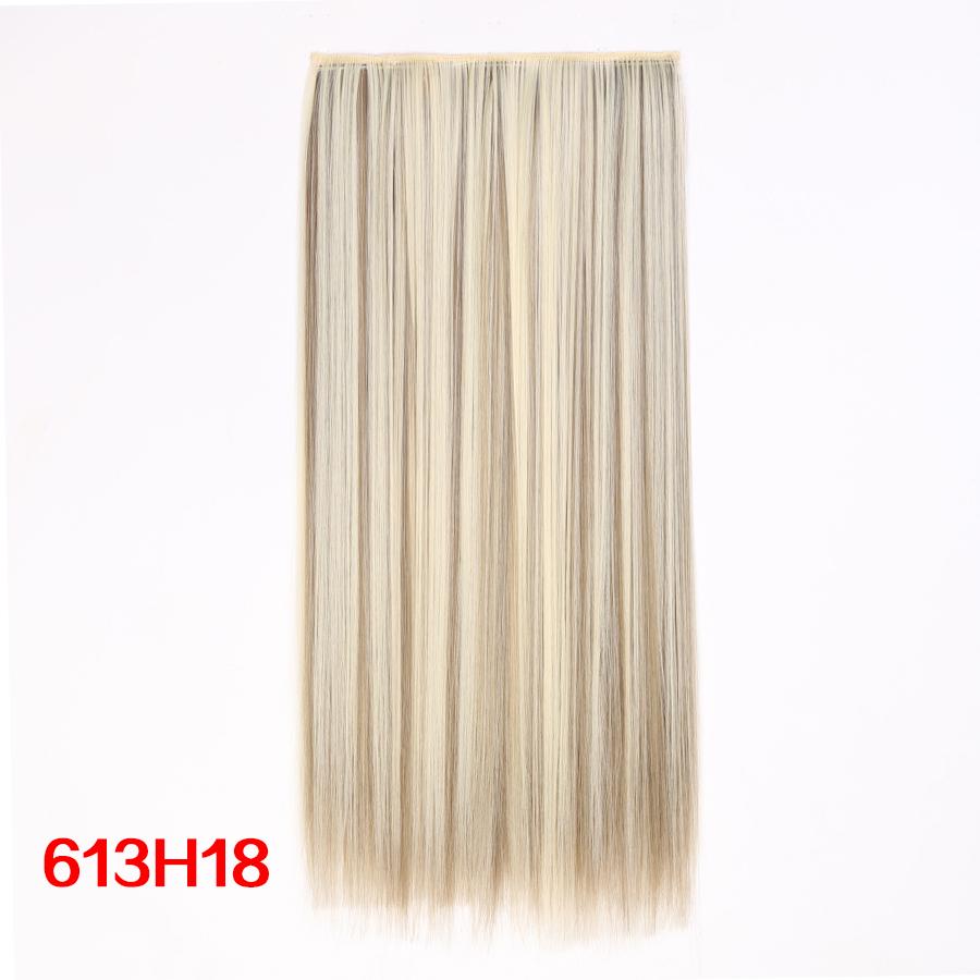 Leeons 5 Clips In Hair Extensions Synthetic Straight Heat-Resisting Fiber Clip On 24 Inch Blonde Brown Fashion Color For Women