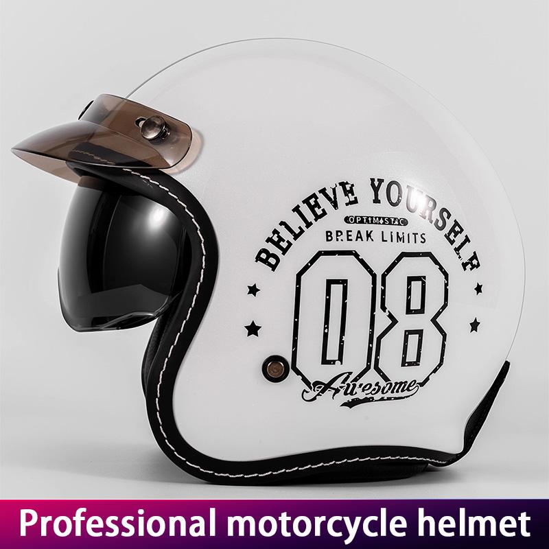 Unisex Retro Three-Quarter Motorcycle Helmet for All Seasons Universal Half Helmet Vintage Style Cruising Motorcycle Headgear