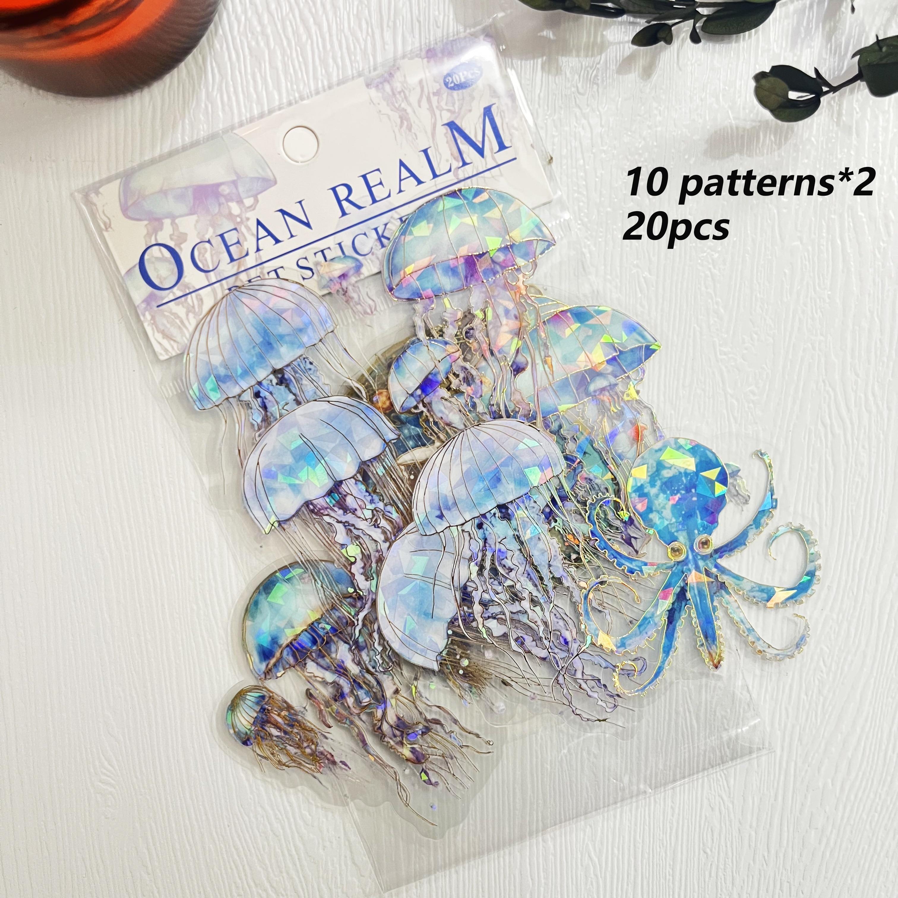 20 stuks Zelfklevende Stickers met Oceaan Thema Levendige Ontwerpen van Zeeleven (Kwallen, Octopussen, Zeesterren, Zeepaardjes) voor Knutselen, Scrapbooking, Dagboeken