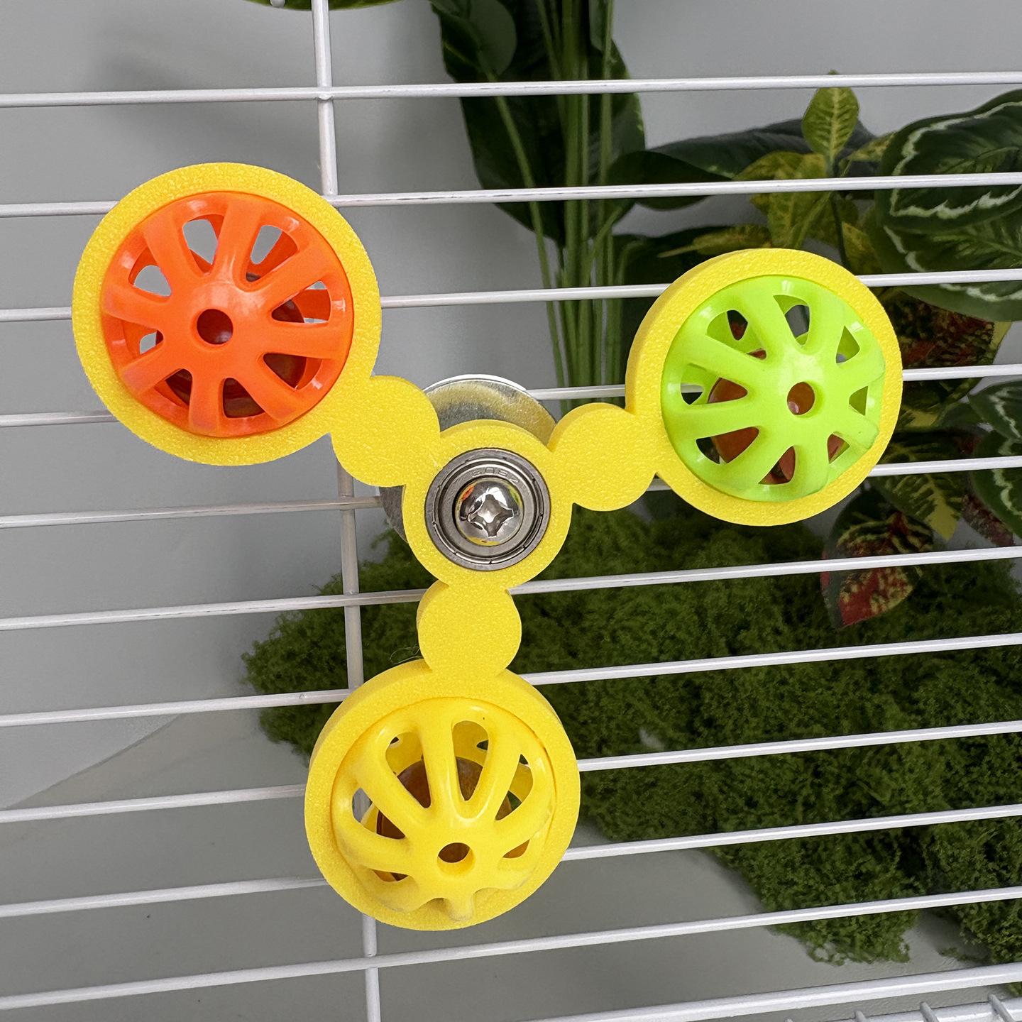 

Parrot Rotating Windmill Bell Ball Hanging Chew Toy Entertaining Boredom Relief for Budgies Cockatiels Lovebirds жёлтый