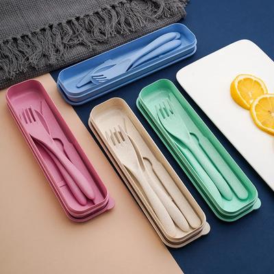 Kreative tragbare Besteckbox Messer, Gabel und Löffel Set Kunststoff Studentenmensa Reise tragbares dreiteiliges Set