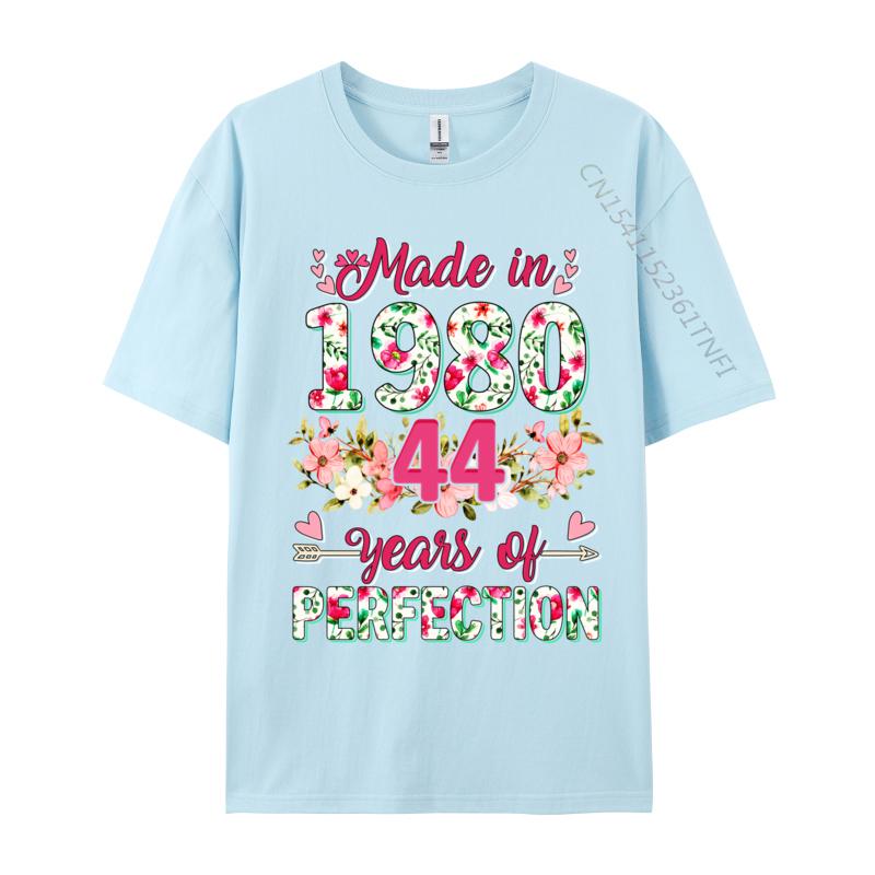 Unisex Clothing 44 Years Old Gifts 44th Birthday Made In 1980 Tshirts Geek New Coming Design T Shirt Combed Cotton Unisex Tshirt