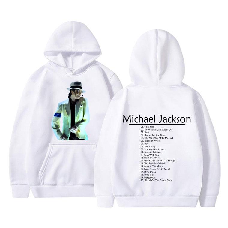 Vintage Michael Jackson Double Sided Print Hoodie Men Women Hip Hop Punk Rock Sweatshirt Men's Fleece Casual Oversized Hoodies