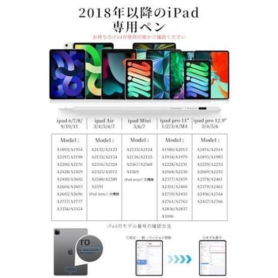 Touch pen iPad Pencil Apple palm rejection magnetic attachment tilt sensing high sensitivity includes 4 replacement nibs compatible from 2018 onwards
