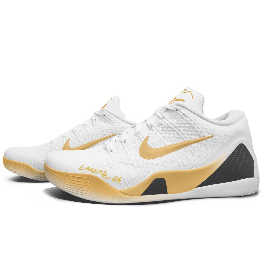 Nike Kobe 9 Tlumení Protiskluzové Odolné proti oděru Nízké Basketbalové boty Unisex Bílá Zlatá FZ7334-100(Tým501-)