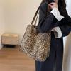 Oversized Leopard Prints Shoulder Bags For Women Deformable Canvas Large Capacity Shopping Totes 2024 Winter New Luxury Handbags