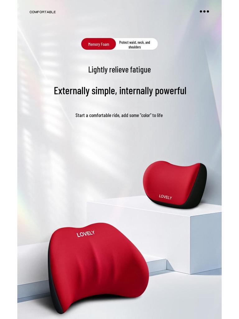 Car Memory Foam Headrest and Lumbar Support Cushion Set