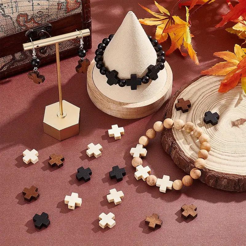 100PCS 15MM Cross Charms for Jewelry Making, Religious Cross Beads for Bracelets Necklaces, DIY Crafts