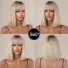 HAIRCUBE Ombre Blonde Bob Human Hairs Wig for Women Straight Short Machine Made Human Hair Wigs with Bangs Natural 10inch Wig Daily Use